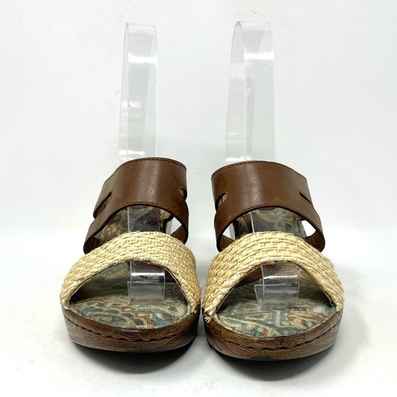 Born Open Toe Slide Straw Wedge Brown Womens 6 - Picture 3 of 8